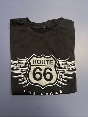 Route 66 Black Graphic Tee with White Shield Logo